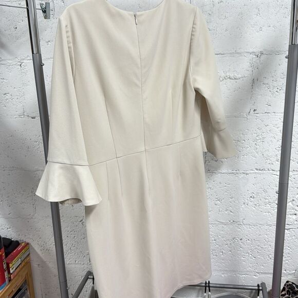 Donna Morgan Cream Sheath Dress with Bell Sleeves - LIKE NEW - Size 10 Elegant - Picture 4 of 4